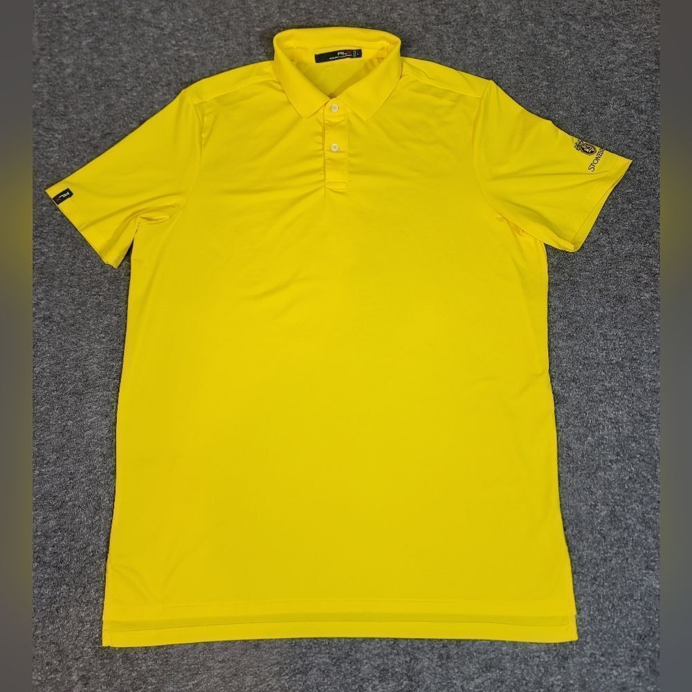 Ralph Lauren RLX Men Golf Polo Shirt Size XL Yellow Stonebriar Logo Embroidered